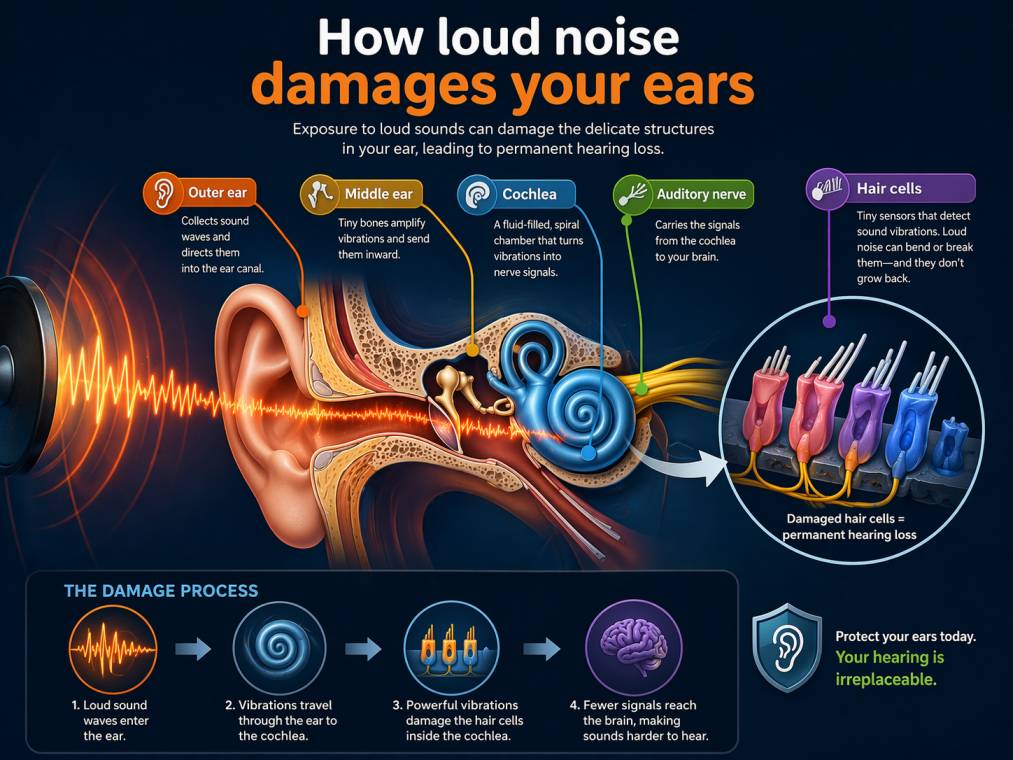 How loud noise damages your ears