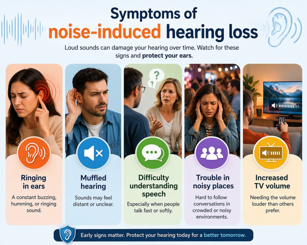 Symptoms of noise-induced hearing loss